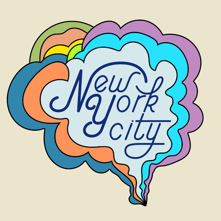 New York city.Classic psychedelic 60s and 70s hippie poster.のイラスト素材