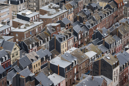 Aerial view of the historic center of Bruges, Belgiumの写真素材