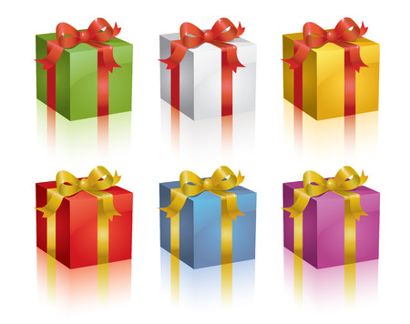 Set of colorful shiny gift boxes.のイラスト素材