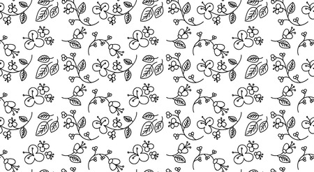 Seamless  pattern with flowers and nature motif.のイラスト素材