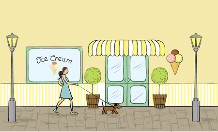 Ice cream store front view のイラスト素材