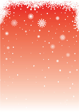 Red vector background with falling snowflakes for christmas designs.のイラスト素材