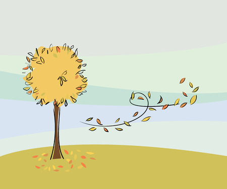 Vector tree with leaves falling in autumnのイラスト素材