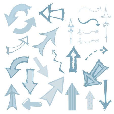 Artsy set of arrows in a sketchy style.のイラスト素材