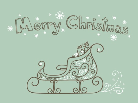 Hand drawn vector sleigh with gifts and のイラスト素材