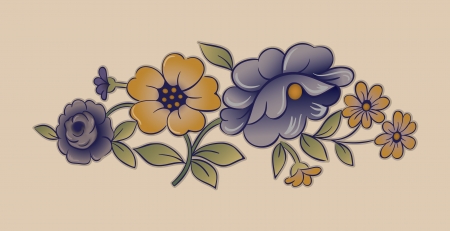 Vintage Porcelain Floral Designのイラスト素材