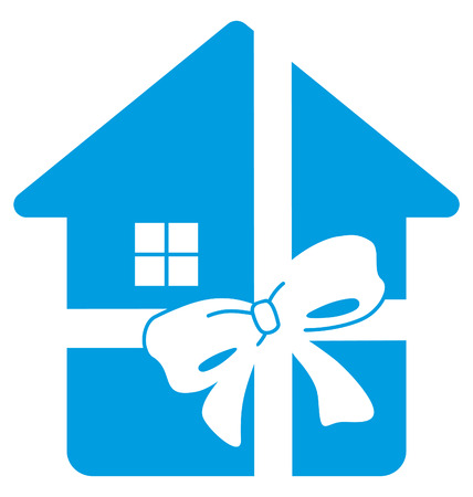 Simple symbol of house in gift tapeのイラスト素材
