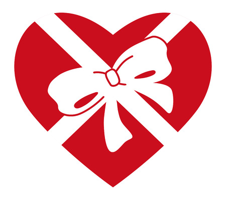 Simple symbol of heart in gift tapeのイラスト素材