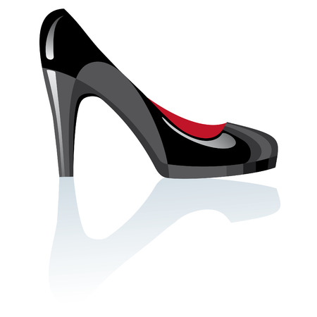 Shining black female shoes. のイラスト素材