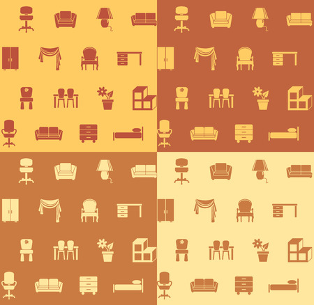 Seamless pattern: furnitureのイラスト素材
