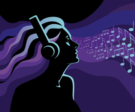 Women listening to musicのイラスト素材