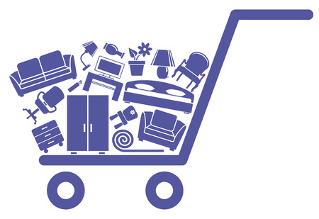 The cart with furnitureのイラスト素材