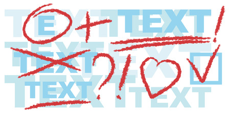 Marks in the text a red pencilのイラスト素材