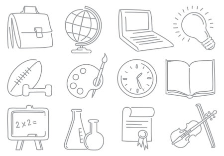 Doodles Education End School Iconsのイラスト 素材 ストックフォト 写真素材のstock Foto ストックドットフォト