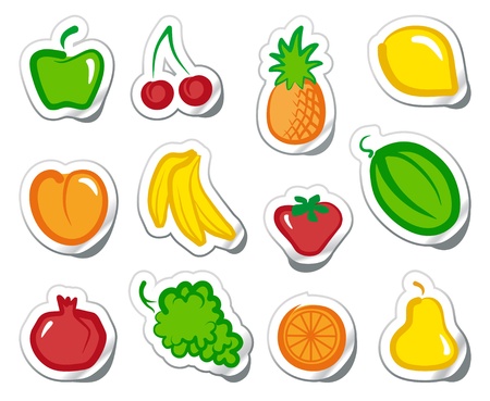 Fruit on stickersのイラスト素材