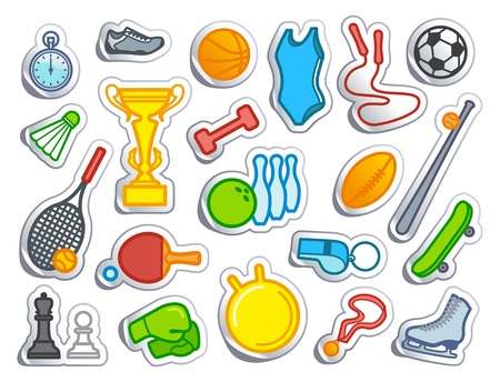 Simple sports icons in the form of stickersのイラスト素材