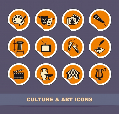 Illustration pour Art icons on stickers - image libre de droit