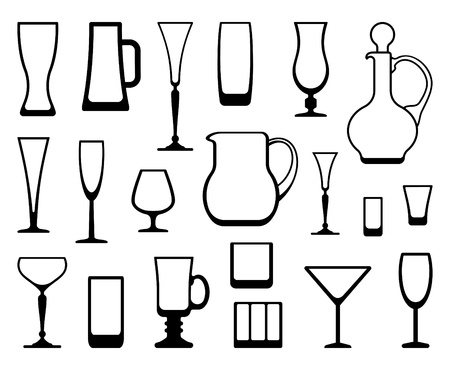 Outlines of ware from glass and crystalのイラスト素材