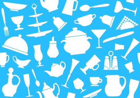 Seamless background of tablewareのイラスト素材