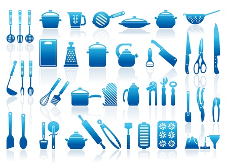 Icons of kitchen ware, utensils and toolsのイラスト素材