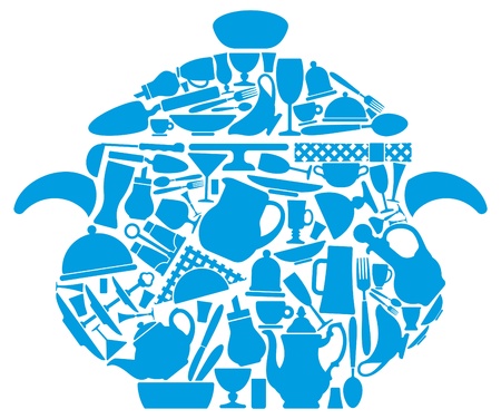 Icons of tableware in the form of a vessel for soupのイラスト素材