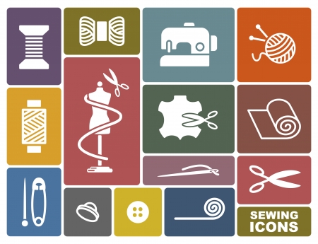 Sewing and needlework iconsのイラスト素材