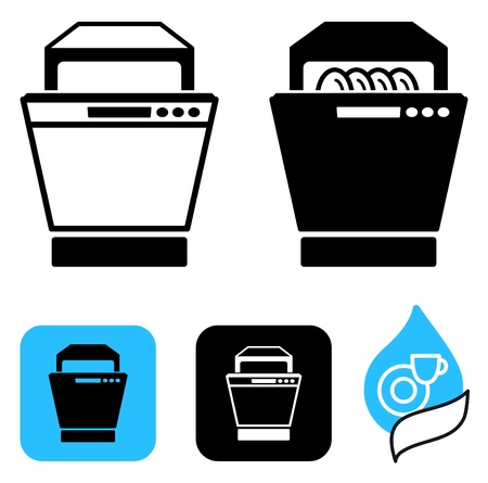 Simple icons of the dishwasherのイラスト素材