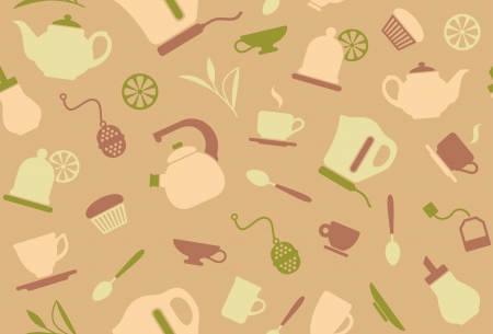 Seamless background on a tea themeのイラスト素材