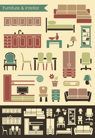 Furniture   interior iconsのイラスト素材
