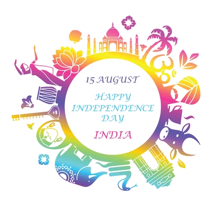 Traditional symbols of India in the form of a circleのイラスト素材