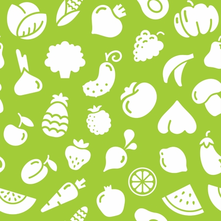 Seamless background with pictures of fruits and vegetablesのイラスト素材