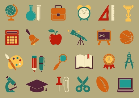 Icons on the theme of school and educationのイラスト素材