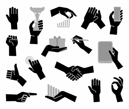 Hands in various situations of business. Vector Illustrationsのイラスト素材