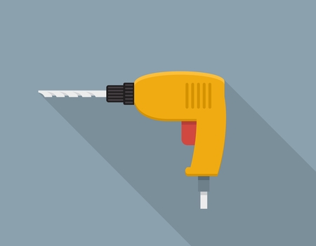 Electric drill screwdriver flat icon. Vector Illustrationのイラスト素材