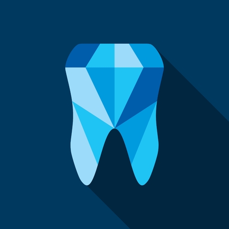 Tooth logo. Vector illustration for dental clinic branding with teeth in modern style - polygonal low polyのイラスト素材