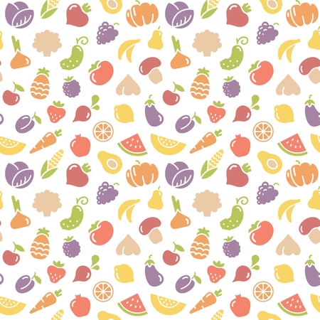 Seamless background with pictures of fruits and vegetablesのイラスト素材