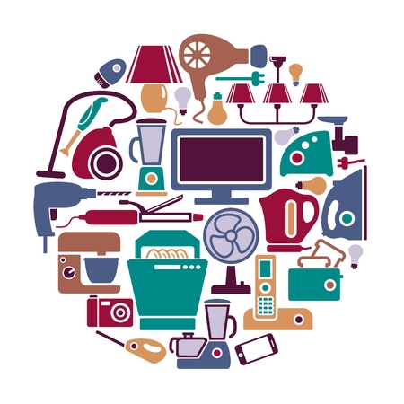 Set of icons of different home appliancesのイラスト素材