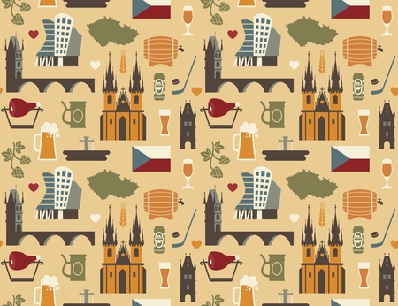 Seamless pattern with symbols of the Czech Republicのイラスト素材