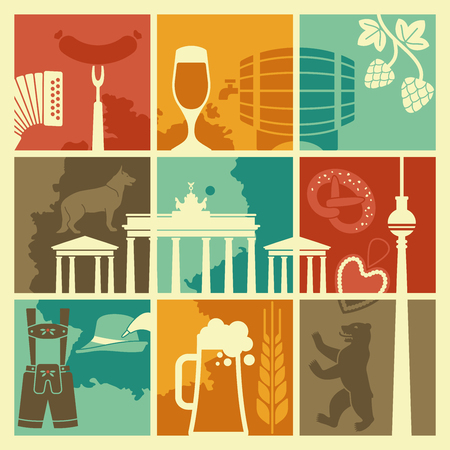 Traditional symbols of culture, architecture and cuisine of Germanyのイラスト素材