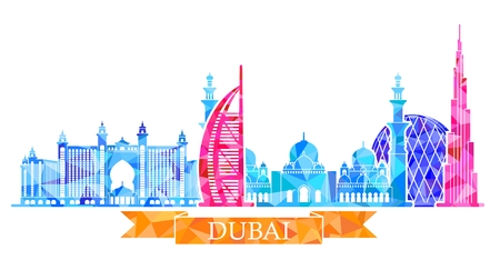 Vector illustration of Dubai city. Polygon image. Stock vectorのイラスト素材