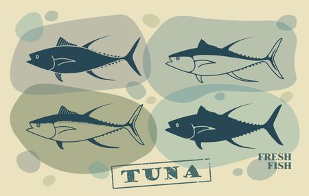 A stylized image of a tuna fish done in retro styleのイラスト素材