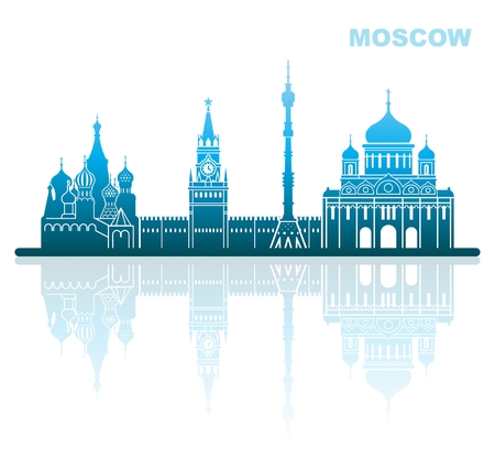 Abstract landscape of architectural landmarks of Moscowのイラスト素材