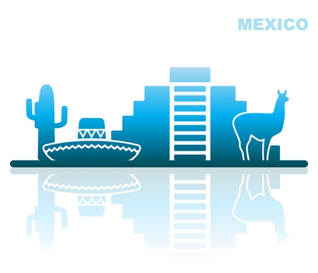 Landscape of architectural landmarks in Mexicoのイラスト素材
