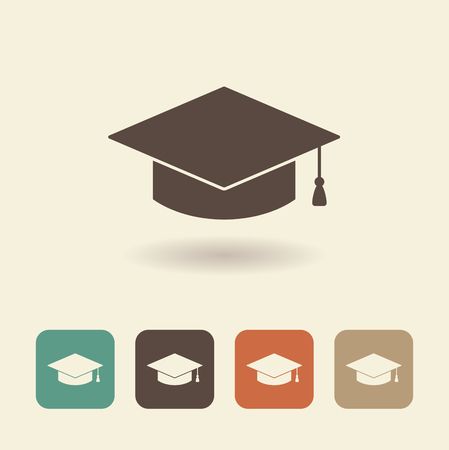 Hat graduate. Flat vector iconのイラスト素材