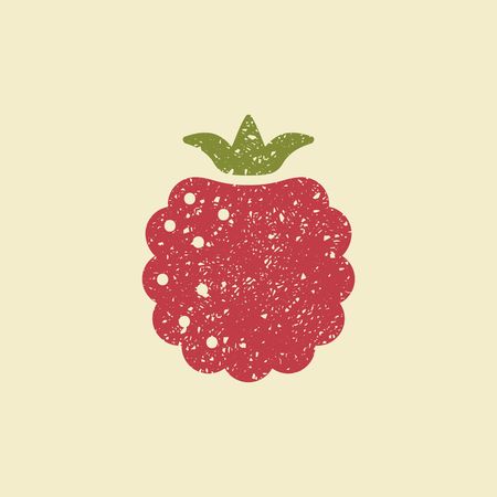 Icon of a raspberry. Stylized drawing with colored pencilsのイラスト素材