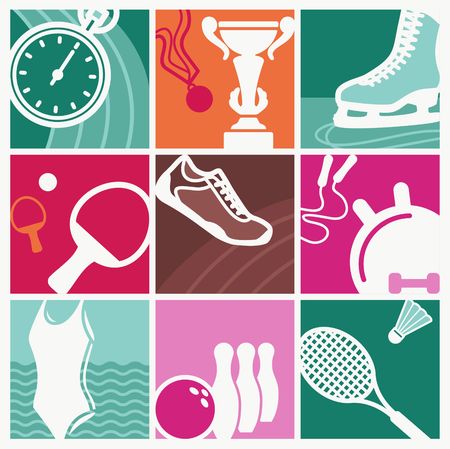 Sports symbols in style of a retro on white background.のイラスト素材
