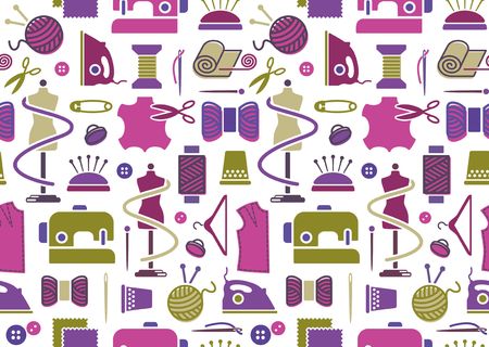 A seamless background on a sewing theme in vintage style.のイラスト素材