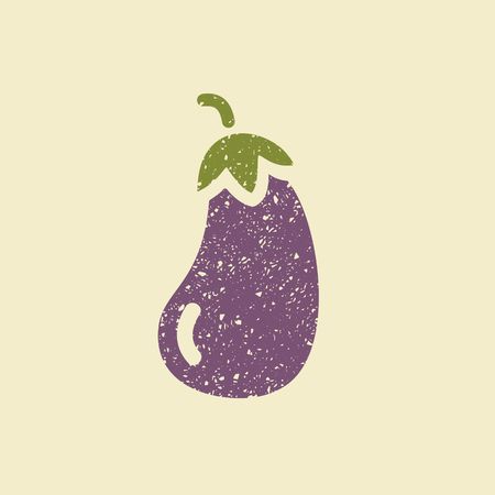 Icon of a eggplant. Stylized drawing with colored pencils.のイラスト素材