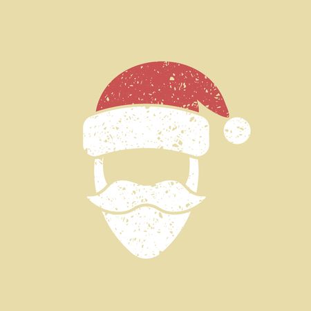 Santa Claus hat and beard template. Christmas Retro Cardのイラスト素材