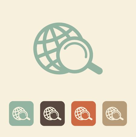 Global search vector icon. Flat icon in retro styleのイラスト素材